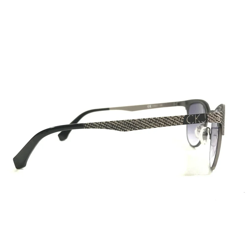Calvin Klein Jeans Sunglasses CKJ114S 006 Gray Round Frames with Purple Lenses